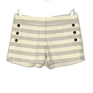 Loft Shorts 4”, Size 8, Ivory & Gray Striped.